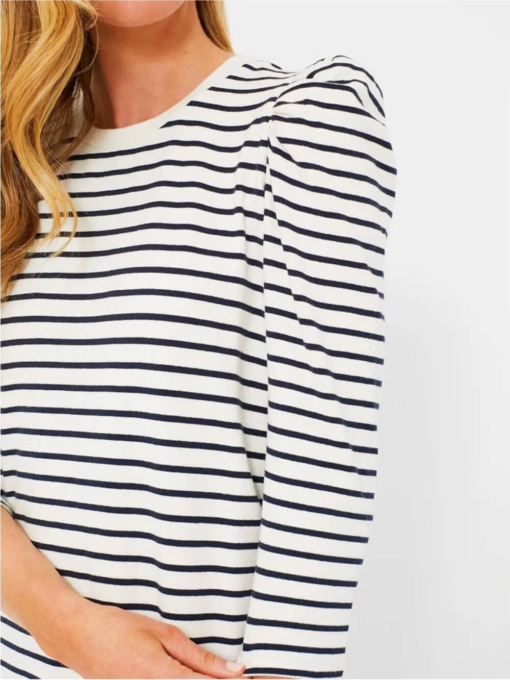 Tuckernuck Pomander Place Striped Knit Popover Striped Dress in Navy & Cream - Picture 3 of 8